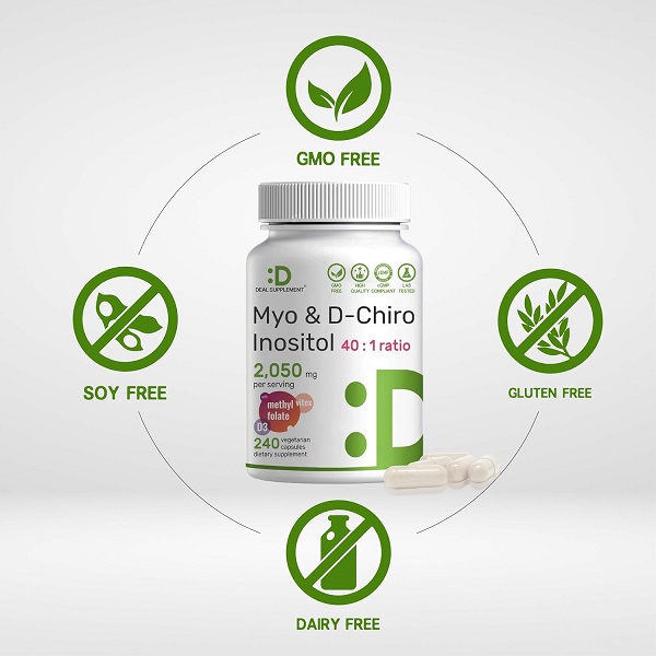 Deal Supplement Myo-Inositol & D-Chiro Inositol 2050 mg 240 Capsules Bottle