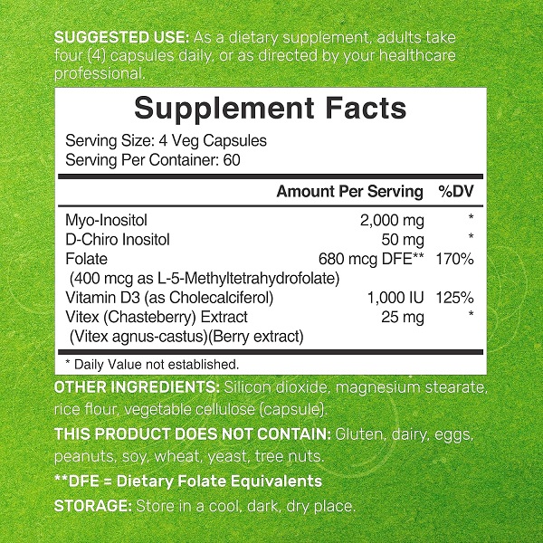 Deal Supplement Myo-Inositol & D-Chiro Inositol 2050 mg 240 Capsules Bottle