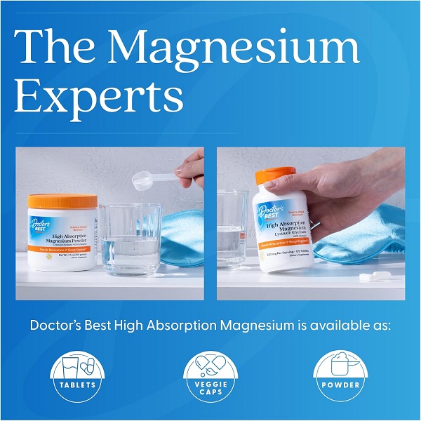 Doctor's Best High Absorption Magnesium 200mg – 240 Tablets (100% Chelated) - Image 3