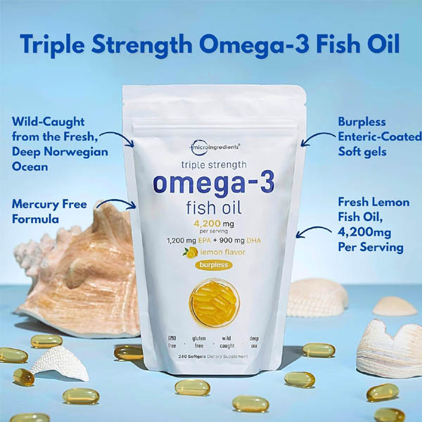 Micro Ingredients Triple Strength Omega 3 Fish Oil 4200mg