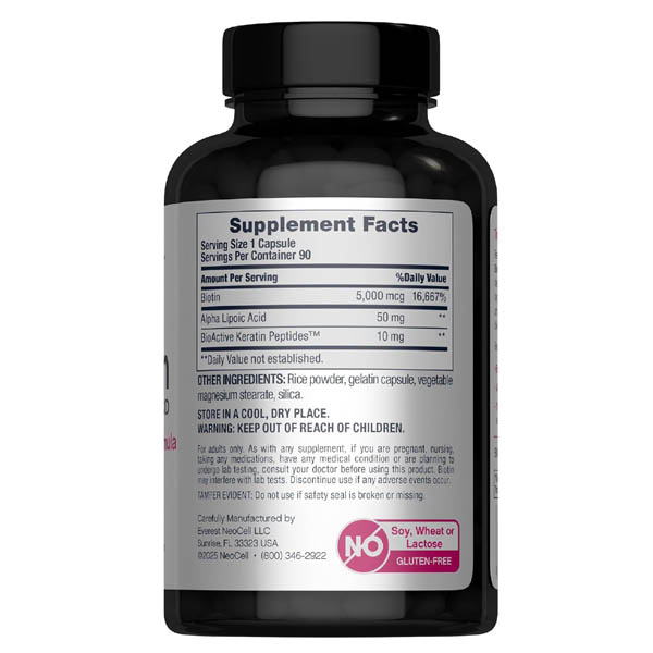 NeoCell Biotin With Keratin – 90 Capsules (Hair, Skin & Nail Support) - Image 2