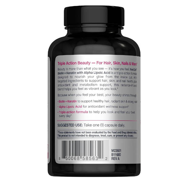 NeoCell Biotin With Keratin – 90 Capsules (Hair, Skin & Nail Support) - Image 3