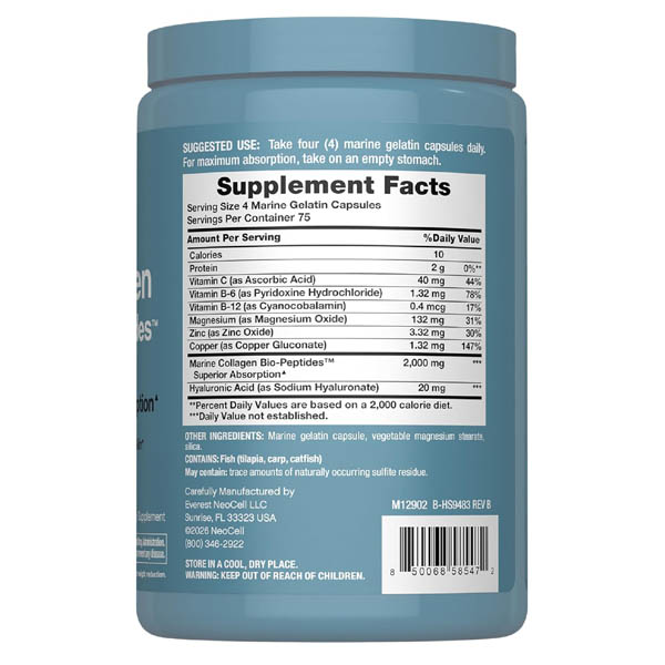 NeoCell Marine Collagen Bio-Peptides – 300 Capsules (Skin Hydration & Elasticity) - Image 3