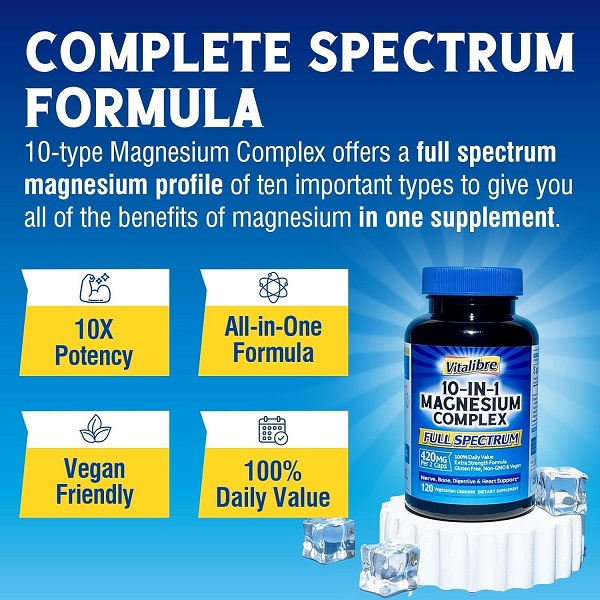 Vitalibre 10-in-1 Magnesium Complex 420mg 120 Capsules