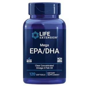 Life Extension Mega EPA/DHA Clear Concentrated Omega-3 Fish Oil 120 Softgels