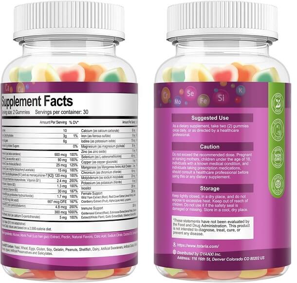 Totaria Health Women's Multivitamin Gummies – 60 Gummies (Dietary Supplement) - Image 2