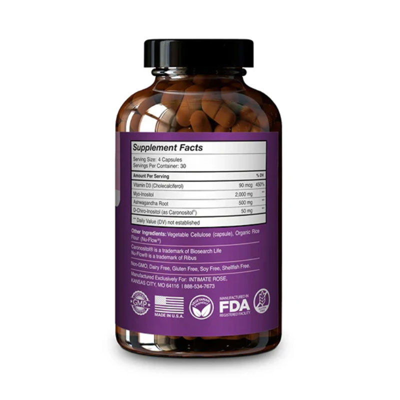 Intimate Rose Myo & D-Chiro Inositol – 120 Vegetarian Capsules (With Ashwagandha & Vitamin D) - Image 2