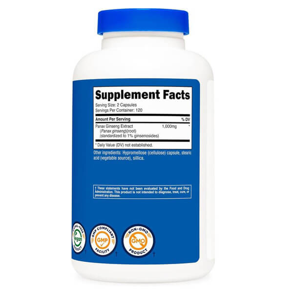 Nutricost Panax Ginseng 1,000mg – 240 Capsules (Dietary Supplement) - Image 2
