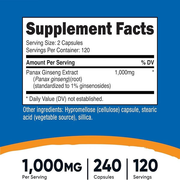 Nutricost Panax Ginseng 1000mg