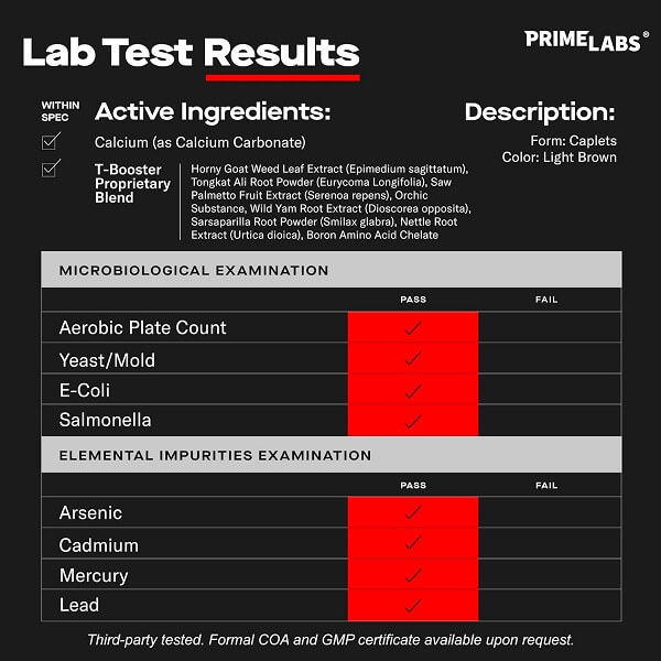 Prime Labs Prime Test Testosterone Booster – 60 Tablets - Image 3