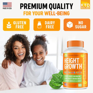 Shop KTD Biolabs Height Growth Maximizer 60 Capsules at PureGlamer. Supports bone density, health, joints, and muscles for kids, teens & adults. Fast delivery across Bangladesh.