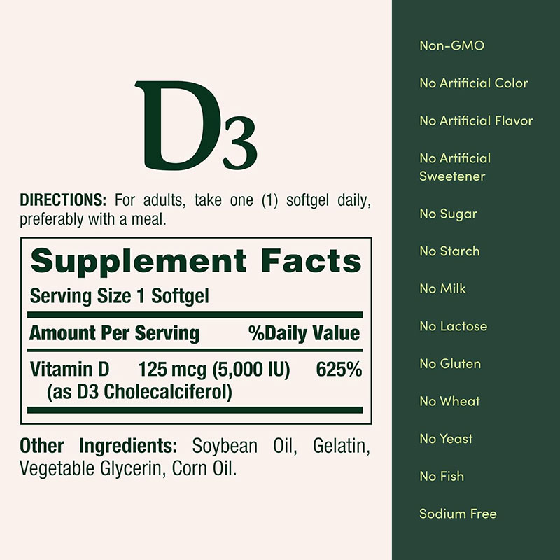 Nature's Bounty Vitamin D3 50 mcg (2000 IU) – Immune & Bone Health Support (150 Softgels) - Image 2